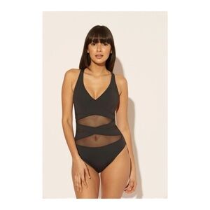 Bleu Rod Beattie Don't Mesh With Me Black Criss Cross Back One Piece NWT
